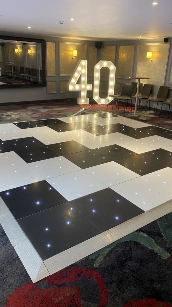black and white offset dance floor at the hotel du vin