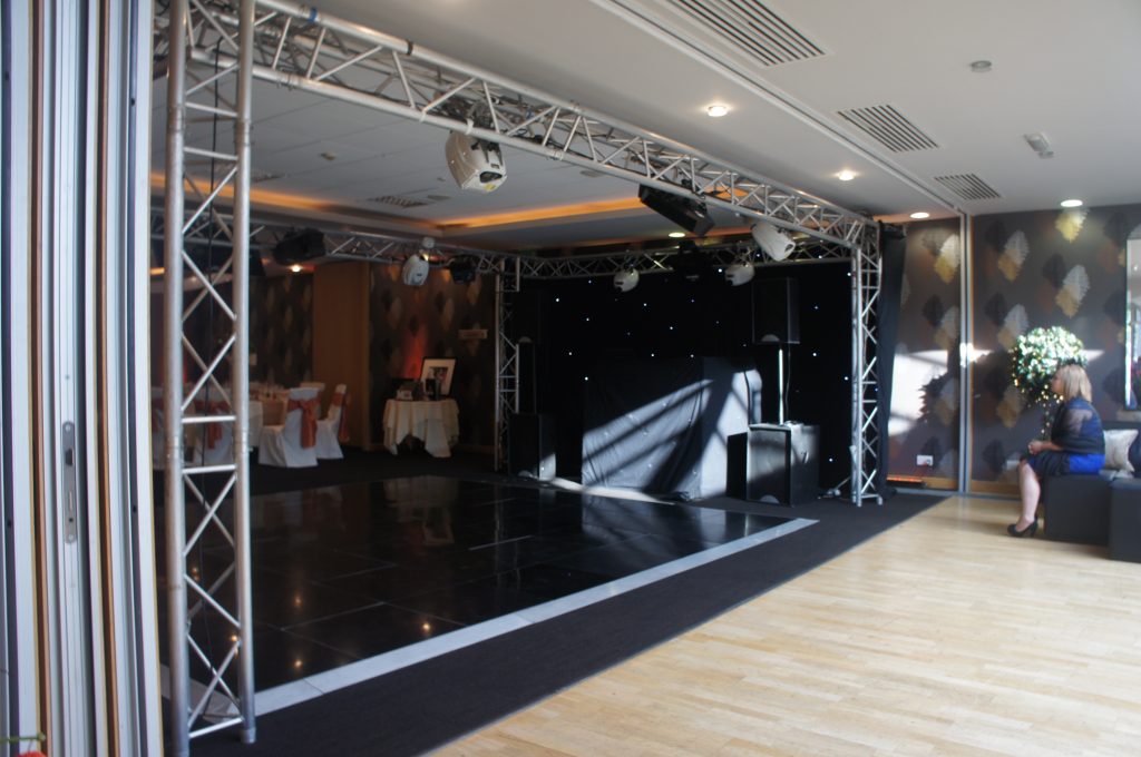 black starlit dance floor at mallory court
