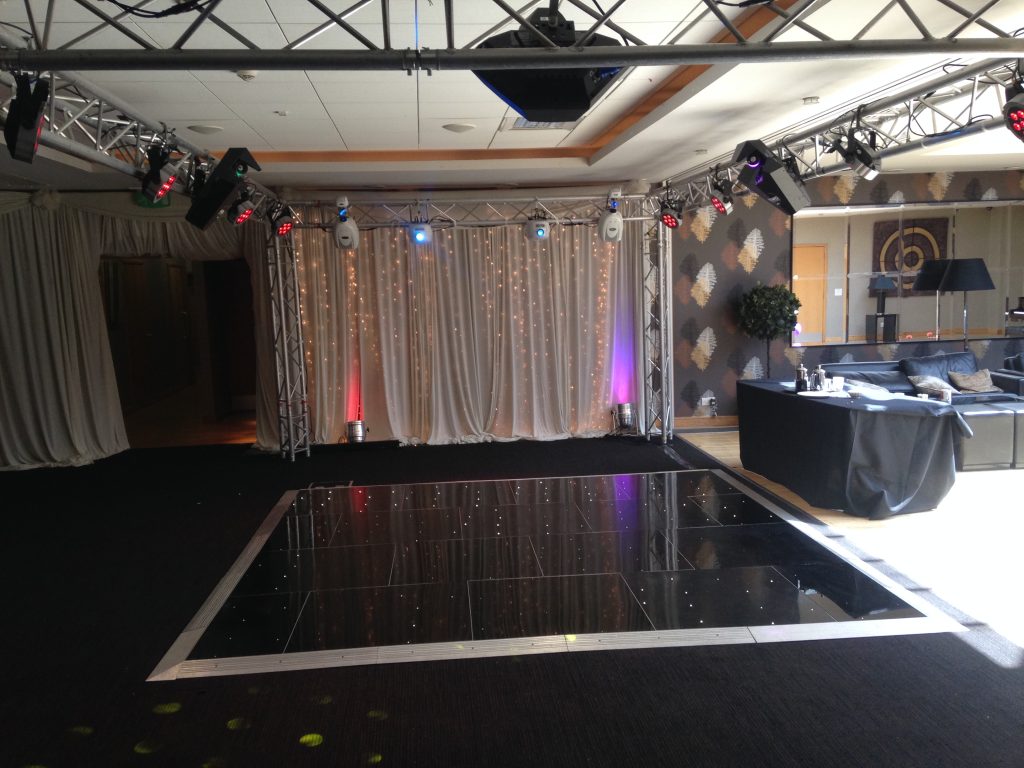black starlit dance floor at mallory court