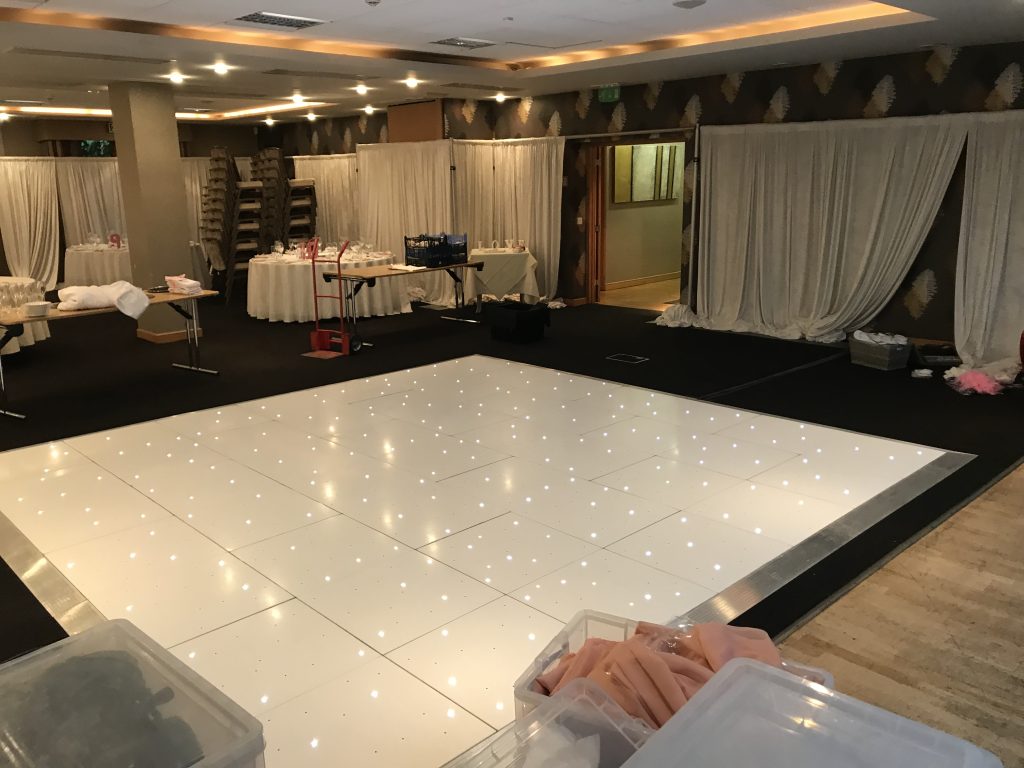 white starlit dance floor at mallory court