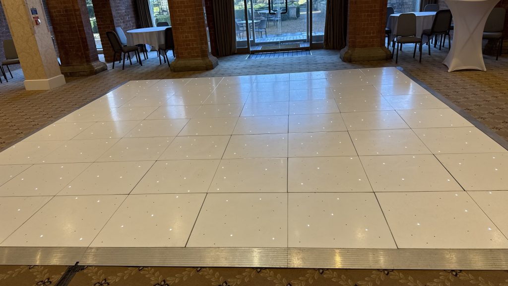 white starlit dance floor at the welcombe hotel