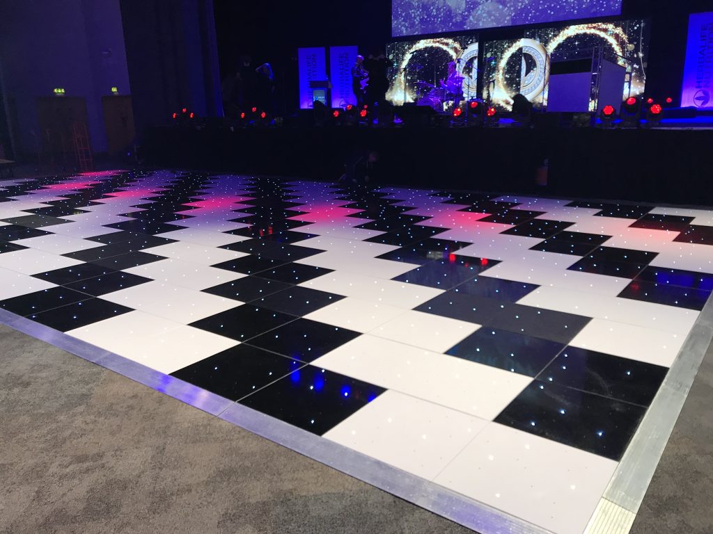 ICC birmingham very large black and white starlit dance floor offset