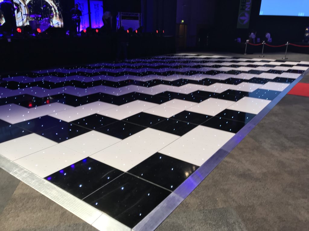 ICC birmingham very large black and white starlit dance floor offset