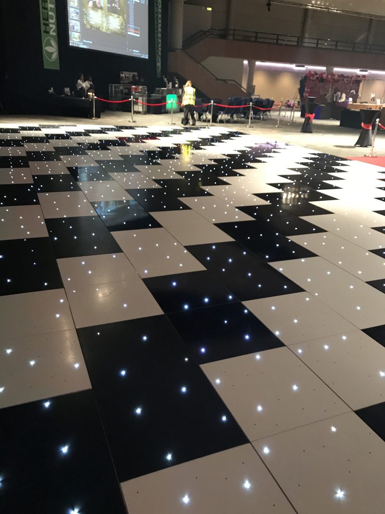 ICC birmingham very large black and white starlit  dance floor offset
