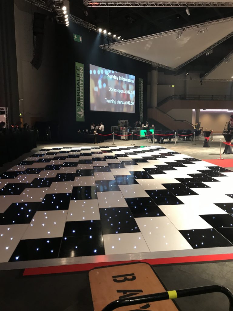 ICC birmingham very large black and white starlit dance floor offset