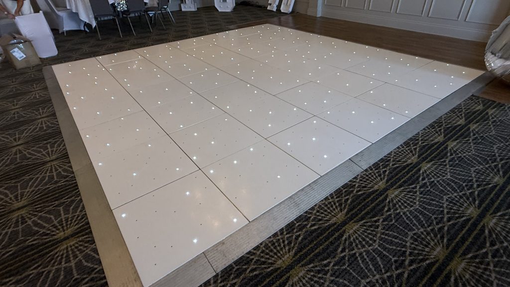 White starlit led dance floor at the Fox Inn bransford worcestershire