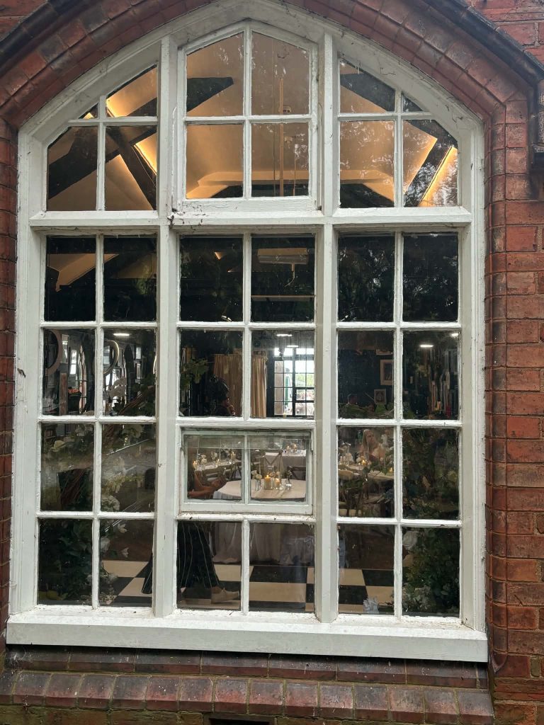 Window into a tattoo studio ready for a wedding
