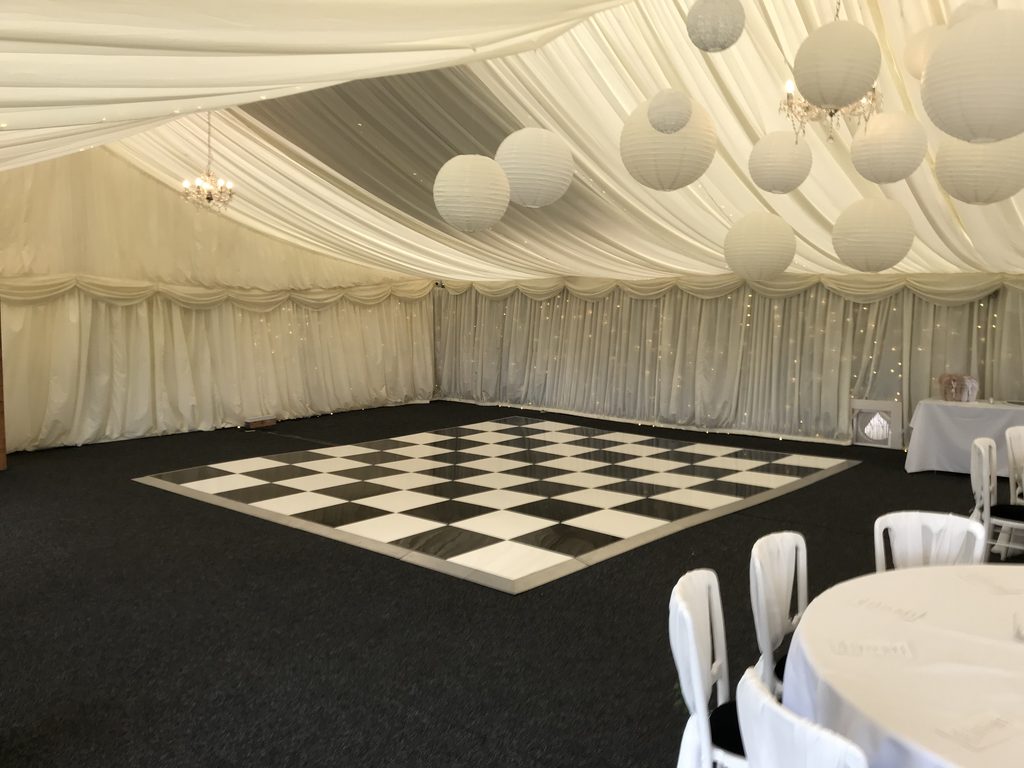 Black and white dancefloor at Bordesley Park