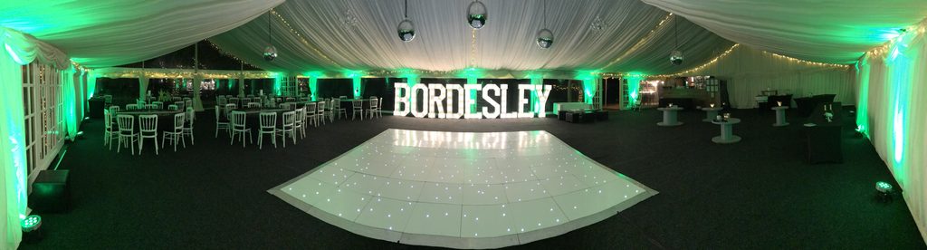 White starlit dance floor at Bordesley park