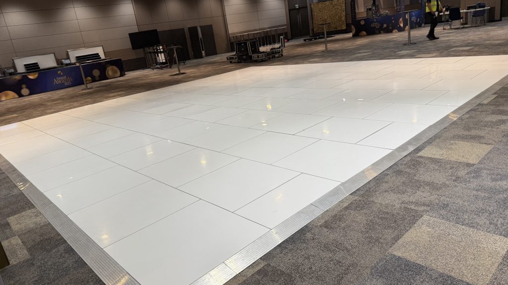 Pure white non led dance floor installed at The Vox Birmingham